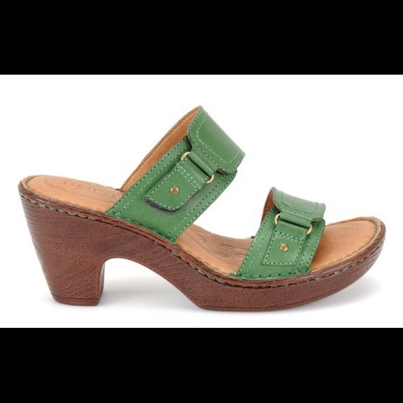 Born Shoes - BORN Bellot sandal grass green 7 like new leather strap comfort wedge sandal